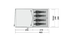 Easy Camp Galaxy 400 Rustic Green Tunneltent - 4 Personen -Buitenuitrusting 120391 galaxy 400 rustic green drawing floorplan3
