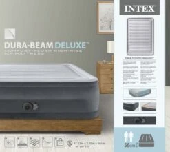 Intex Comfort Plush Extra Hoog Luchtbed - Queensize - Ingebouwde Elektrische Pomp -Buitenuitrusting 1690 1900 64418nd pkg 2023 300