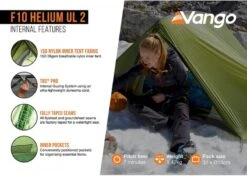 Vango F10 Helium UL 2 Ultralichte Trekking Tunneltent - 1/2 Persoons - Groen 14 Vango F10 Helium UL 2 Ultralichte Trekking Tunneltent - 1/2 Persoons - Groen -Buitenuitrusting 1900 1783 f10 helium ul 2 5