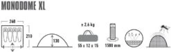 High Peak Monodome XL Koepeltent - 4 Persoons - Pearl -Buitenuitrusting 370 1200 4001690103121.pt01