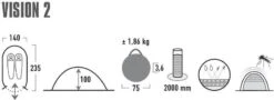 High Peak Vision 2 Pop-up Tent - 2 Persoons - Groen -Buitenuitrusting 440 1200 4001690101080.pt01