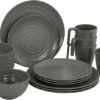 Bo-Camp Stone Melamine Serviesset - 16-delig - Grijs -Buitenuitrusting 900 1311 6181375