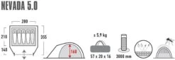 High Peak Nevada 5.0 Koepeltent Met Luifel - 5 Persoons -Buitenuitrusting 900 2483 4001690102094.pt01