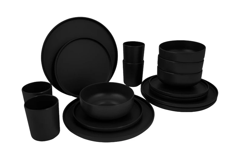 Bo-Camp Patom Melamine Serviesset - 16-delig - Zwart 3 Bo-Camp Patom Melamine Serviesset - 16-delig - Zwart